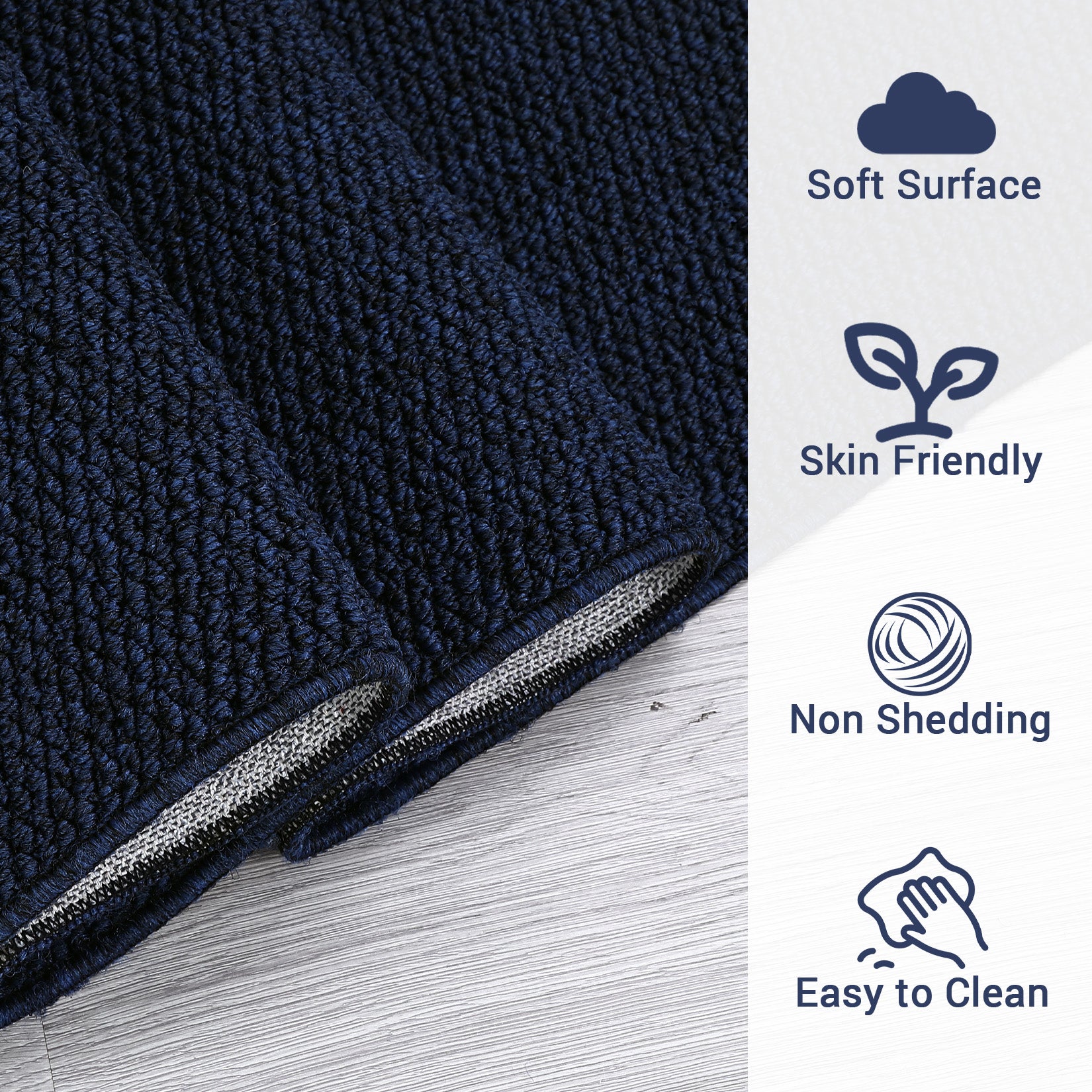 Garvee 9x12 Area Rug Modern Solid Textured Extra Large Area Rug Machine Washable Rug for Living Room, Non-Slip Stain Resistant Accent Rug Farmhouse Weaving Floor Cover Carpet for Bedroom, Navy