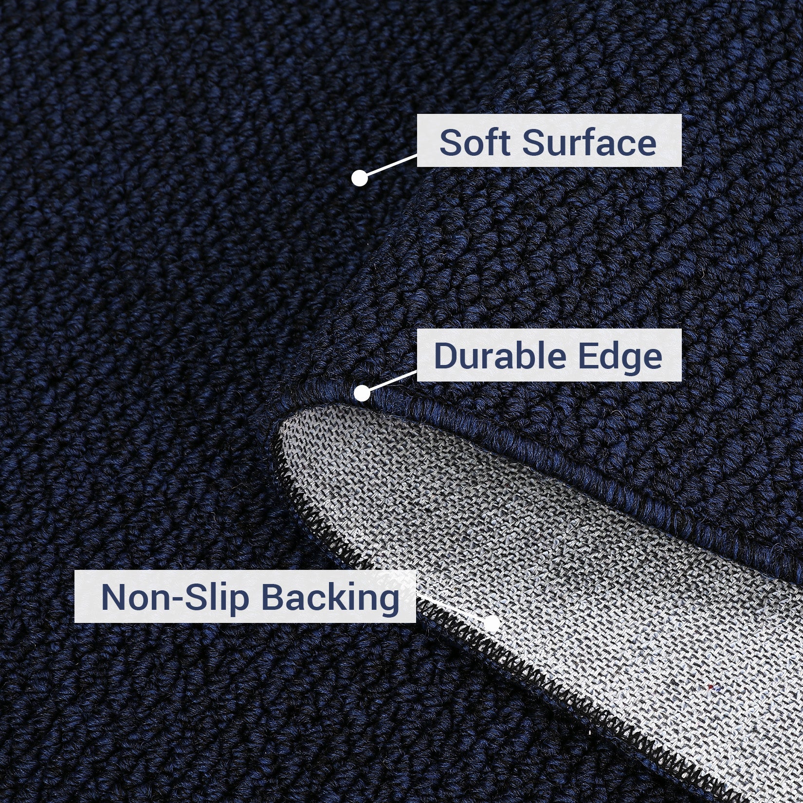 Garvee 9x12 Area Rug Modern Solid Textured Extra Large Area Rug Machine Washable Rug for Living Room, Non-Slip Stain Resistant Accent Rug Farmhouse Weaving Floor Cover Carpet for Bedroom, Navy