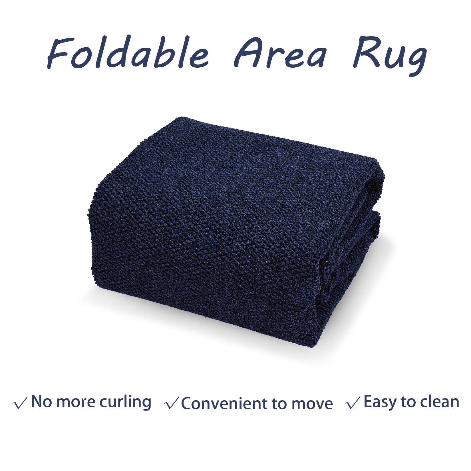Garvee 9x12 Area Rug Modern Solid Textured Extra Large Area Rug Machine Washable Rug for Living Room, Non-Slip Stain Resistant Accent Rug Farmhouse Weaving Floor Cover Carpet for Bedroom, Navy