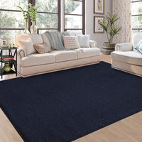 Garvee Washable Area Rug 5x7 Modern Solid Textured Area Rug for Living Room, Contemporary Weaving Accent Rug Non-Slip Stain Resistant Farmhouse Floor Cover Carpet for Bedroom Decor, Navy