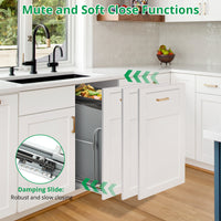 Garvee Pull Out Trash Can Under Cabinet, Stainless Steel Adjustable Slide Out Shelf for Waste Garbage Can Under Kitchen Sink for 30L Trash Can, Trash Can Not Included
