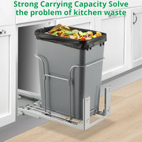 Garvee Pull Out Trash Can Under Cabinet, Stainless Steel Adjustable Slide Out Shelf for Waste Garbage Can Under Kitchen Sink for 30L Trash Can, Trash Can Not Included