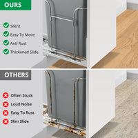 Garvee Pull Out Trash Can Under Cabinet, Stainless Steel Adjustable Slide Out Shelf for Waste Garbage Can Under Kitchen Sink for 30L Trash Can, Trash Can Not Included