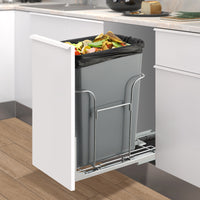 Garvee Pull Out Trash Can Under Cabinet, Stainless Steel Adjustable Slide Out Shelf for Waste Garbage Can Under Kitchen Sink for 30L Trash Can, Trash Can Not Included
