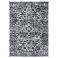 Garvee Vintage Floral Washable Area Rug, Dark Gray 5x7 Non Slip Low Pile Rug for Bedroom and Nursery, Kid and Pet Friendly