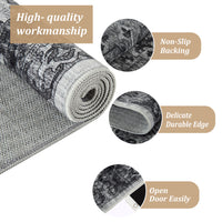 Garvee Vintage Floral Washable Area Rug, Dark Gray 5x7 Non Slip Low Pile Rug for Bedroom and Nursery, Kid and Pet Friendly