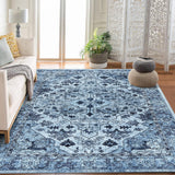 Garvee Vintage Floral Washable Area Rug, Blue 10x13 Non Slip Low Pile Rug for Living Room and Bedroom, Kid and Pet Friendly - Blue