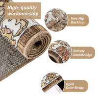 Garvee Vintage Floral Washable Area Rug, Camel 10x13 Non Slip Low Pile Rug for Living Room and Bedroom, Kid and Pet Friendly