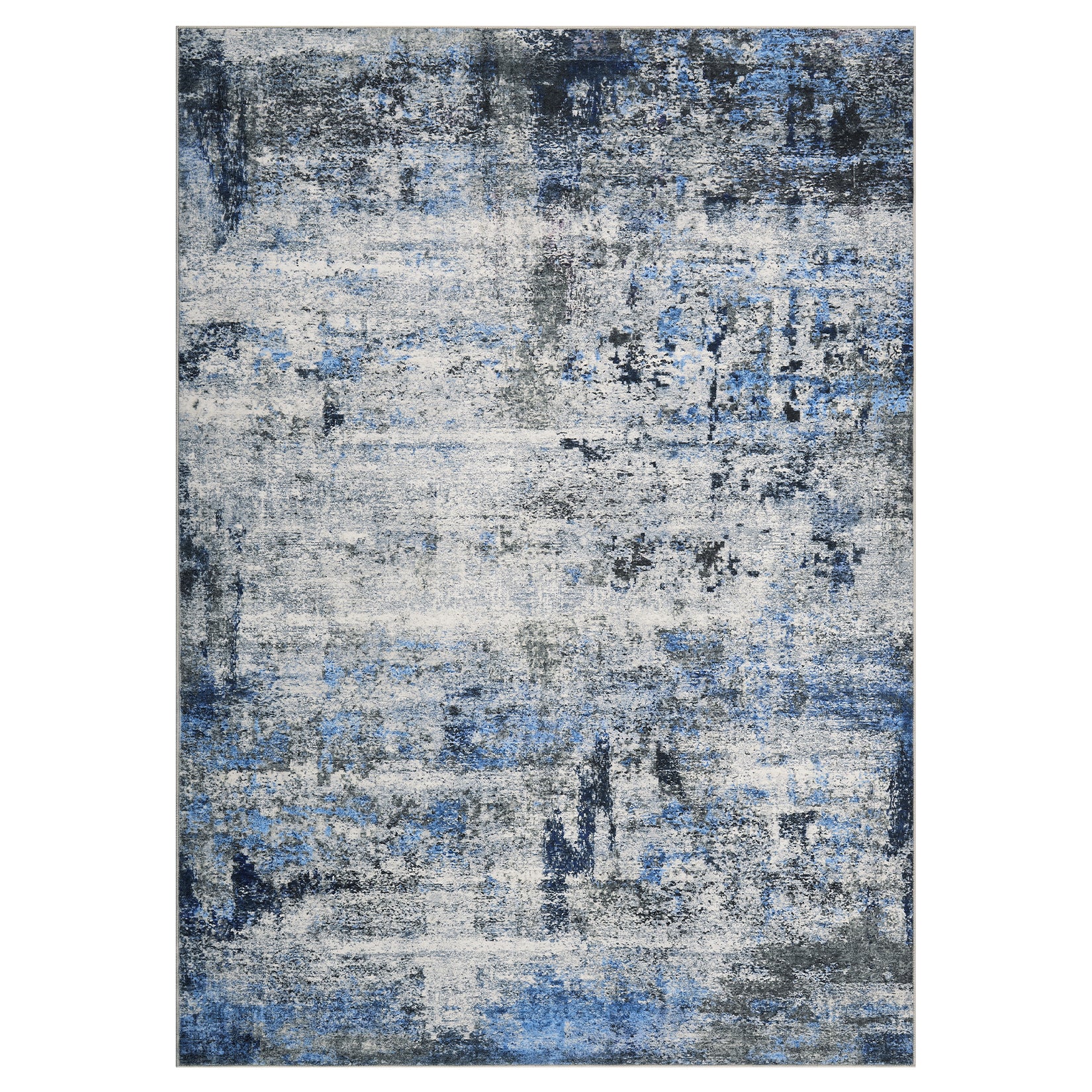 Garvee 6 ft x 9 ft Washable Area Rug Non Slip Abstract Soft Faux Wool Living Room Bedroom Dining Room Blue