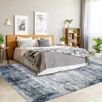 Garvee Modern Abstract Boho Washable Area Rug High-Traffic Areas Living Room Bedroom Kitchen Dining Blue 9x12