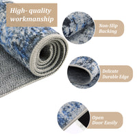 Garvee Modern Abstract Boho Washable Area Rug High-Traffic Areas Living Room Bedroom Kitchen Dining Blue 5x7