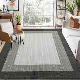 Garvee 9x12 Black Area Rug – Modern Gradient Living Room Rug, Washable Non-Slip Low Pile Carpet for Bedroom, Dining Room & Office - Black/Gray