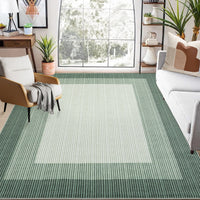 Garvee 10x13 Large Green Area Rug – Modern Bordered Gradient Rug, Washable Non-Slip Low Pile Carpet for Living Room, Bedroom & Dining Room, Soft Minimalist Design