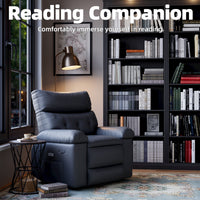 Garvee Oversized Manual Recliner, Breathable Leather Pushback Recliner Chair, Single Lazy Sofa Chair with Two Cup Holders and Side Pocket, Living Room Recliner, Gray