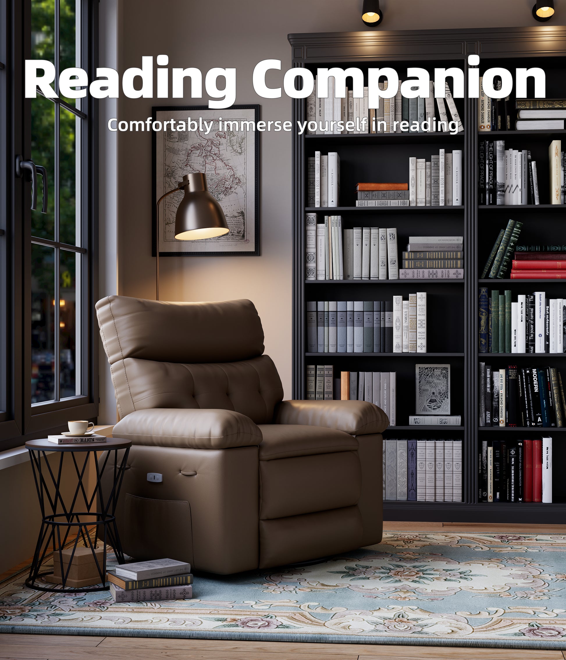 Garvee Oversized Wide Rocker Swivel Recliner Chair - PU Leather Large Manual Recliner for Adults, Ultimate Comfort Lazy Boy with 1.5X Sponge Filling and Easy Recline Mechanism for Relaxation