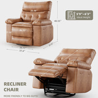 Garvee 27" Oversized Recliner Chairs with Heat and Massage, 360° Swivel Lazy Recliner Chair for Adults, Manual Rocking Chair with Remote Control for Living Room, Bedroom and Nursery, Brown
