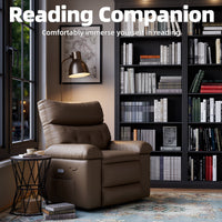Garvee Oversized Recliner Chairs with Heat and Massage - 360° Swivel Lazy Boy Recliner Chair for Adults- Manual Rocking Chair with Cup Holder for Living Rooms, Bedrooms, and Nurseries - Tan