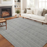 Garvee Living Room Area Rug 9x12 Large Machine Washable Rug, Non Slip Modern Stripe Floor Carpet, Indoor Pearl Velvet Soft Rug, Foldable Printed Rug for Dining Room, Bedroom, Nursery, Gray Tones - Gray
