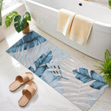 Garvee 2x6 Tropical Leaf Runner Rug Washable Non Slip Runner Low Pile Non Shedding Floor Carpet, Soft Thin Runner, Modern Botanical Runner, Blue Hallway Runner for Kitchen, Laundry Room - Blue