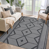 Garvee Living Room Rugs 8x10 Large Modern Geometric Area Rugs with Non-Slip Backing, Stain-Resistant Low Pile Floor Carpet, Washable Contemporary Accent Rugs for Office, Bedroom, Black - Black