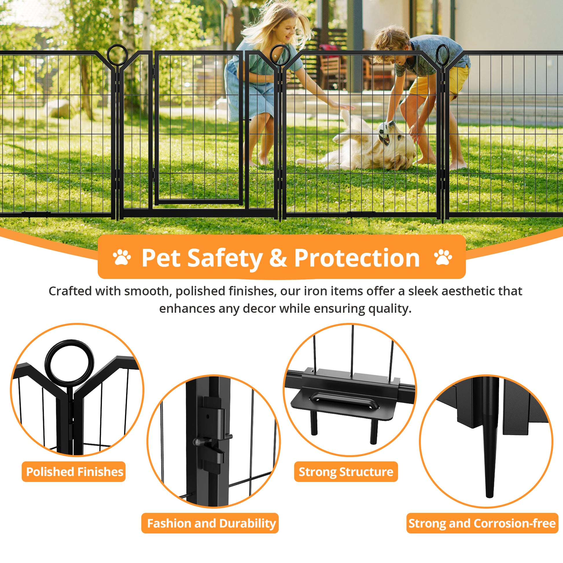 Garvee Dog Playpen Outdoor, 40 inch 8 Panels Dog Pen Indoor Heavy Duty Puppy Exercise Pen Metal Pet Fence for RV Camping/Yard/Garden