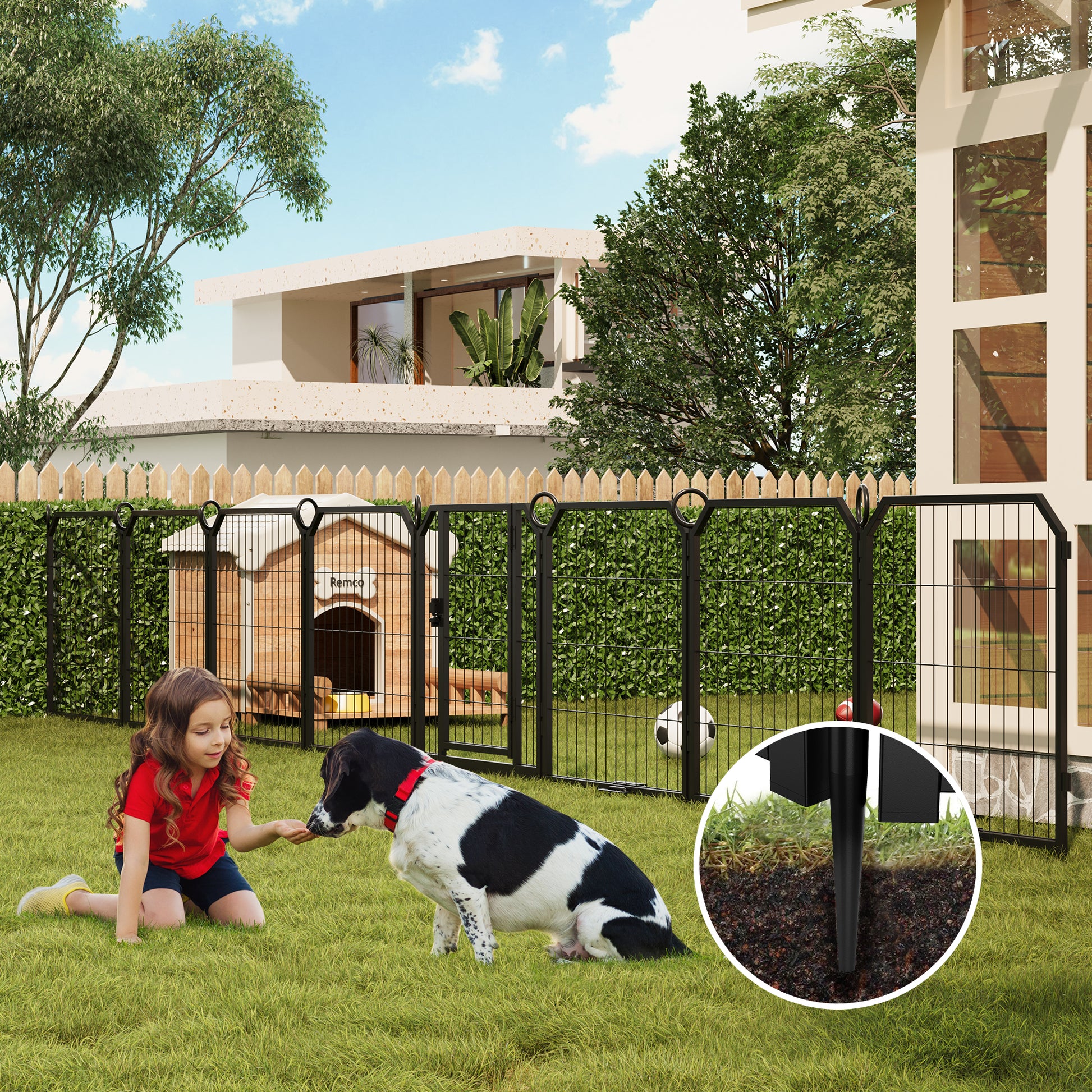 Garvee Dog Playpen Outdoor, 32 inch 8 Panels Dog Pen Indoor Heavy Duty Puppy Exercise Pen Metal Pet Fence for RV Camping/Yard/Garden