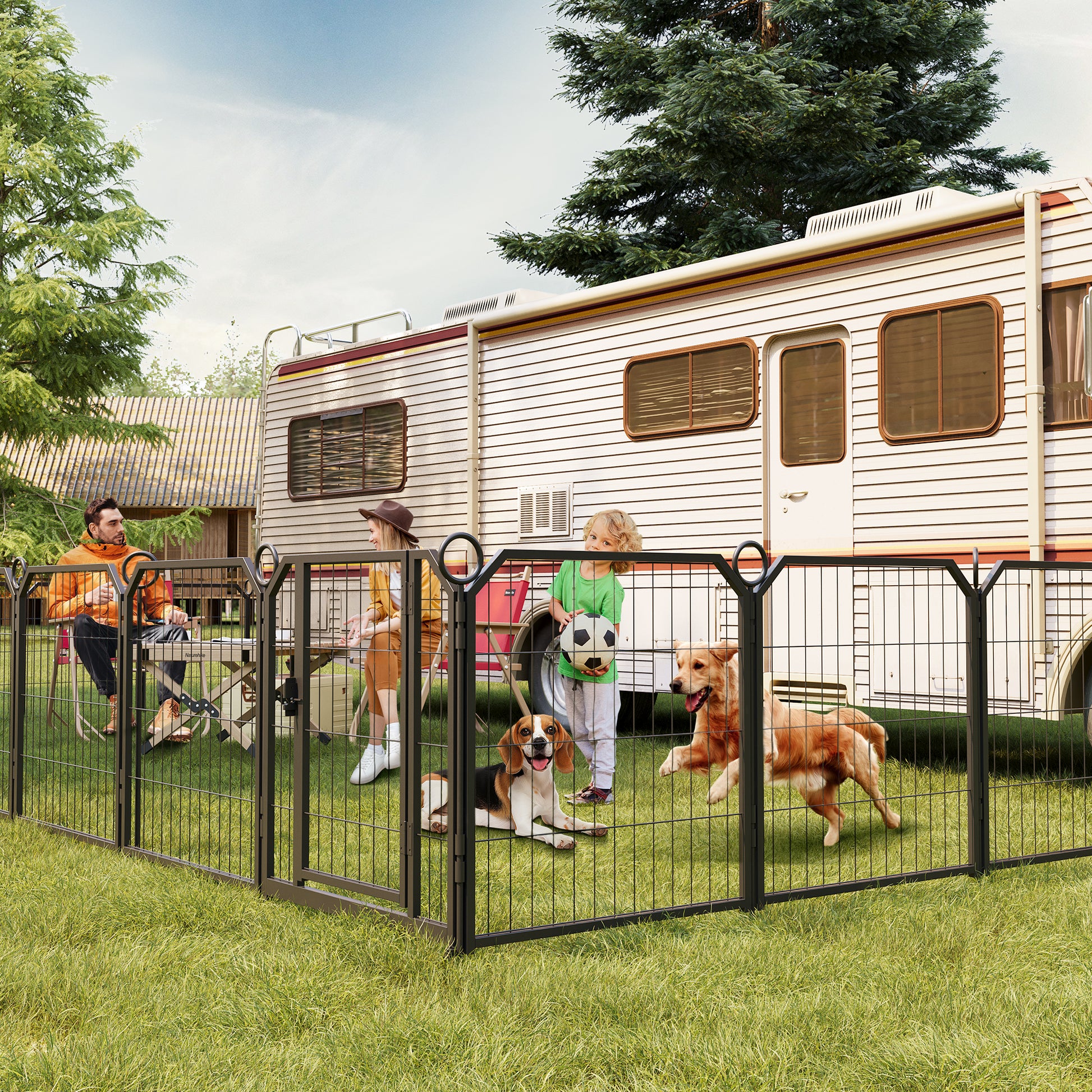 Garvee Dog Playpen Outdoor, 32 inch 8 Panels Dog Pen Indoor Heavy Duty Puppy Exercise Pen Metal Pet Fence for RV Camping/Yard/Garden