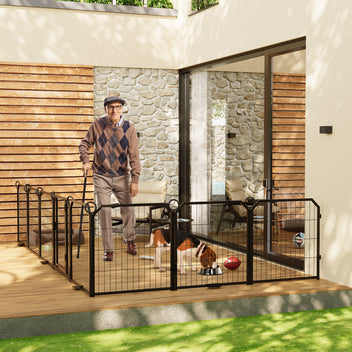 Garvee Dog Playpen Outdoor, 32 inch 16 Panels Dog Pen Indoor Heavy Duty Puppy Exercise Pen Metal Pet Fence for RV Camping/Yard/Garden