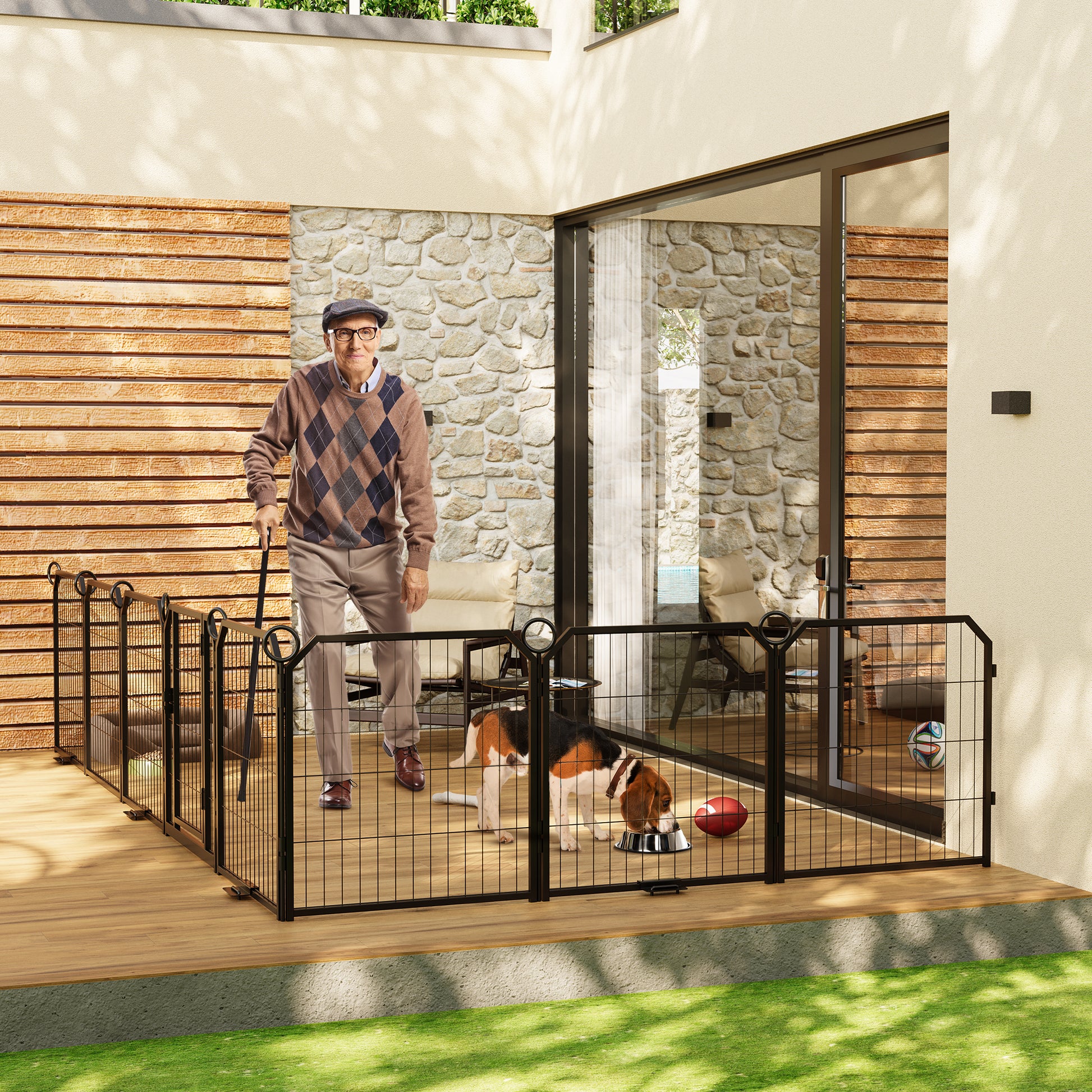 Garvee Dog Playpen Outdoor, 24 inch 16 Panels Dog Pen Indoor Heavy Duty Puppy Exercise Pen Metal Pet Fence for RV Camping/Yard/Garden
