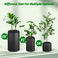 Garvee 14 Inch Tall Round Planters Set of 2, Self Watering Flower Pots with Water Level Monitor and 2 Trays, for Living Room, Bedroom Office, Patio, Porch, Garden