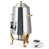 Garvee 3.5 Gal Coffee Urn, 13 L Stainless Steel Beverage Dispenser, Hot Drinks Dispenser with Fuel Tray, Heating Coffee Cocoa Milk Dispenser for Parties, Hotels, Buffets, Gold - Gold