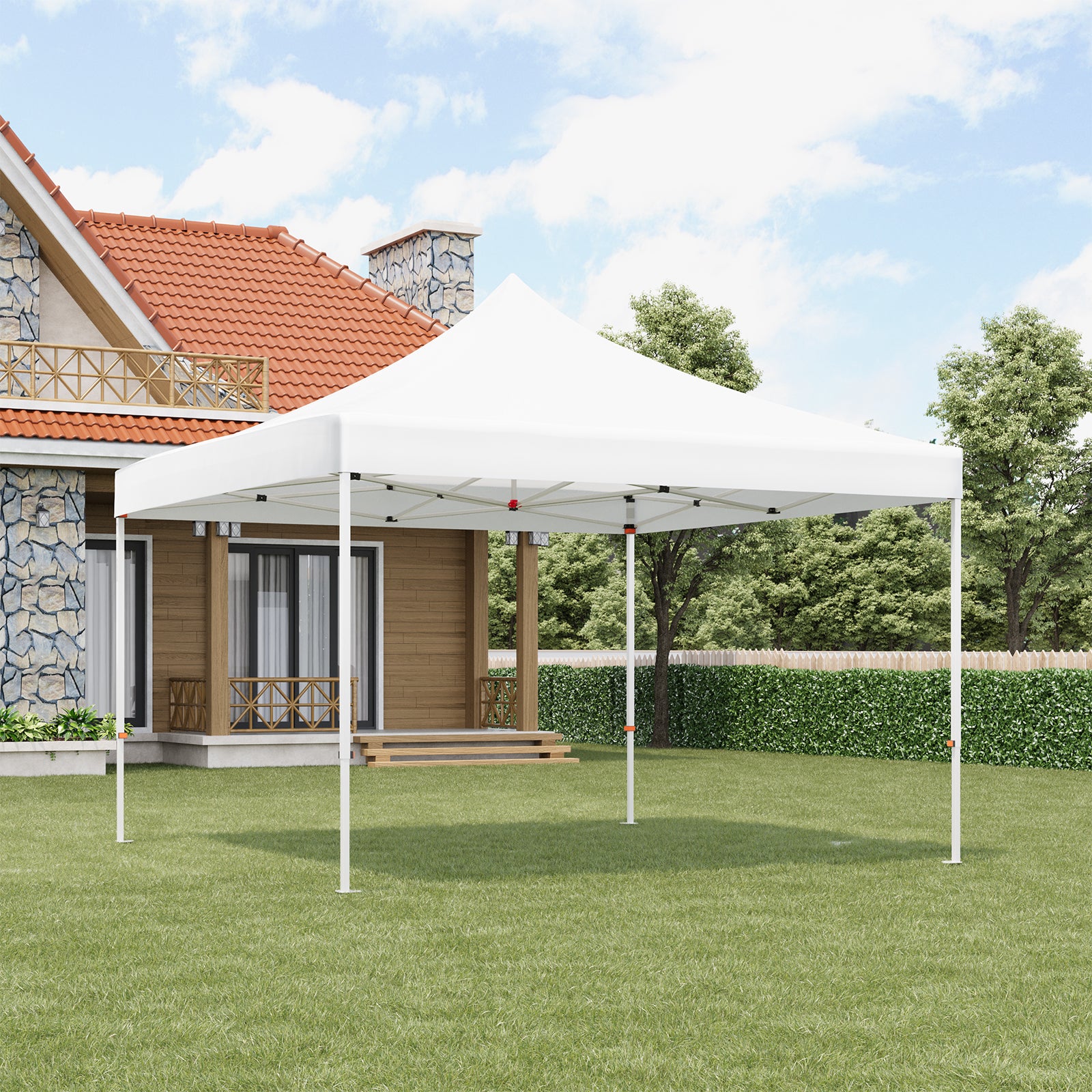 Garvee 10'x10' Instant Pop-Up Canopy Tent - Waterproof, Windproof & UV-Proof Gazebo w/3 Sidewalls, Wheeled Bag & Pegs (White)