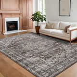 Garvee Vintage Area Rug 5 x 7 Washable Oriental Medallion Accent Rug with Non-Slip Backing, Floral Print Throw Rug, Soft Low Pile Floor Mat for Bedroom, Living Room, Office, Red - Red