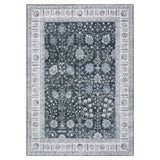 Garvee 5x7 Vintage Distressed Floral Area Rug Non Slip Non Shedding Rug Low Pile Thin Floor Carpet Soft Washable Rug, Black Oriental Rug, Decorative Rug for Nursery, Living Room - Black