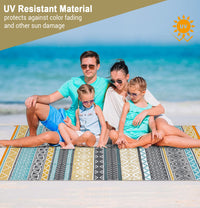Garvee Outdoor Teal & Yellow 10x20 Large Outdoor Rug Waterproof Reversible Durable Polypropylene UV Resistant Portable Camping Mat with Carry Bag and Stakes for Patio Deck Picnic