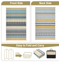 Garvee Outdoor Teal & Yellow 9x18 Rug, Waterproof Patio Mat, Reversible, Durable Polypropylene, UV Resistant, Lightweight, Portable, for Camping, RV, Backyard