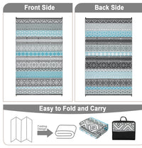 Garvee Outdoor Blue & Gray 10x14 Plastic Straw Rug Reversible Sage Green Patio Mat Flower Modern Design Waterproof Durable PP Tube Plastic Lightweight Portable Easy Clean for RV Backyard Deck Camping Picnic