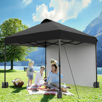 Garvee 10'x10' Pop Up Tent, Pop Up Canopy With Sidewall, UPF 50+, Easy to Set Up Outdoor Canopy, Adjustable Portable Gazebo for Parties, Camping, Gazebo With Wheel Cover Bag, 4 Sand Bags, 4 Ropes and 8 Spikes