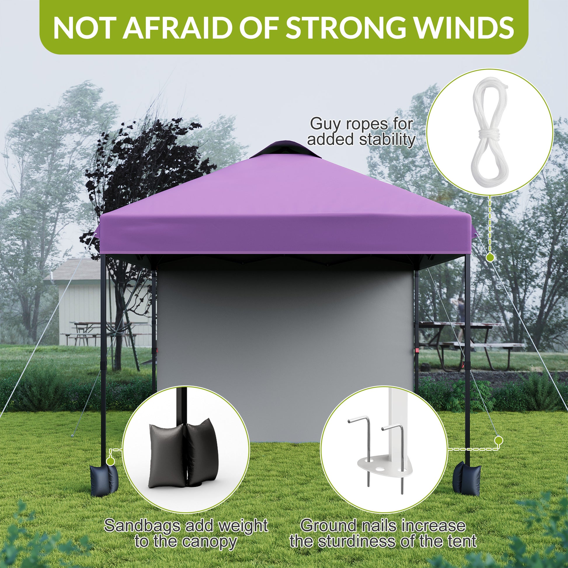 Garvee 10'x10' Pop Up Tent, Pop Up Canopy With Sidewall, UPF 50+, Easy to Set Up Outdoor Canopy, Adjustable Portable Gazebo for Parties, Camping, Gazebo With Wheel Cover Bag, 4 Sand Bags, 4 Ropes and 8 Spikes