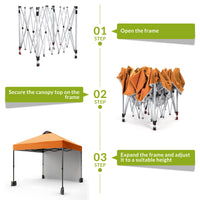 Garvee 10'x10' Instant Pop Up Canopy Patio Tent Commercial Portable Gazebo w/ Removable Sidewall, Silver Coating & Wheeled Bag | Sun & Rain Protection | Adjustable Height (Orange).