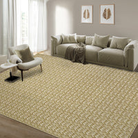 Garvee Modern Camel 8x10 Living Room Rug Large Braided Print Area Rug with Non-Slip Backing, Contemporary Indoor Carpet, Foldable Low Pile Floor Cover for Dining Room, Bedroom