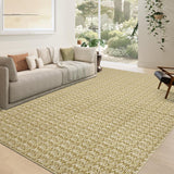 Garvee Modern Camel 6x9 Area Rug Braided Print Throw Rug with Non-Slip Backing, Washable Contemporary Accent Carpet, Foldable Low Pile Floor Cover for Living Room, Bedroom - Camel