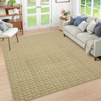 Garvee Modern Camel 6x9 Area Rug Braided Print Throw Rug with Non-Slip Backing, Washable Contemporary Accent Carpet, Foldable Low Pile Floor Cover for Living Room, Bedroom