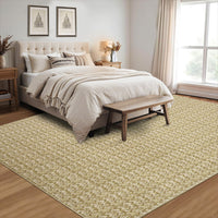 Garvee Modern Camel 10x13 Area Rug Braided Print Accent Carpet with Non-Slip Backing, Washable Contemporary Floor Cover, Foldable Low Pile Indoor Carpet for Bedroom, Living Room
