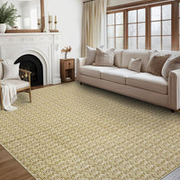 Garvee Modern Camel 6x9 Area Rug Braided Print Throw Rug with Non-Slip Backing, Washable Contemporary Accent Carpet, Foldable Low Pile Floor Cover for Living Room, Bedroom