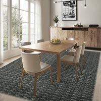Garvee Modern Black 6x9 Area Rug Braided Print Throw Rug with Non-Slip Backing, Washable Contemporary Accent Carpet, Foldable Low Pile Floor Cover for Living Room, Bedroom