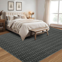 Garvee Modern Black 6x9 Area Rug Braided Print Throw Rug with Non-Slip Backing, Washable Contemporary Accent Carpet, Foldable Low Pile Floor Cover for Living Room, Bedroom