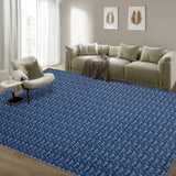 Garvee Modern Blue 9x12 Large Area Rug Braided Print Living Room Rug with Non-Slip Backing, Contemporary Indoor Carpet, Foldable Low Pile Floor Cover for Dining Room, Bedroom - Navy Blue