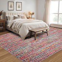 Garvee Modern Multicolor 6x9 Area Rug Braided Print Throw Rug with Non-Slip Backing, Washable Contemporary Accent Carpet, Foldable Low Pile Floor Cover for Living Room, Bedroom