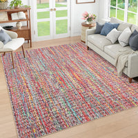 Garvee Modern Multicolor 6x9 Area Rug Braided Print Throw Rug with Non-Slip Backing, Washable Contemporary Accent Carpet, Foldable Low Pile Floor Cover for Living Room, Bedroom